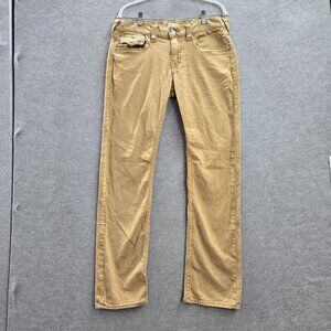 True Religion Men Jeans 32 Beige Denim Straight Mid Rise Pockets 31"‎ Inseam